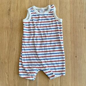 Hanna Andersson Blue/Red Striped Sleeveless Romper 3T Toddler